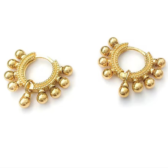 Modest Lu Jewelry - New Drop! Gold Beaded Fringe Boho Dangle Huggie Hoop Earrings